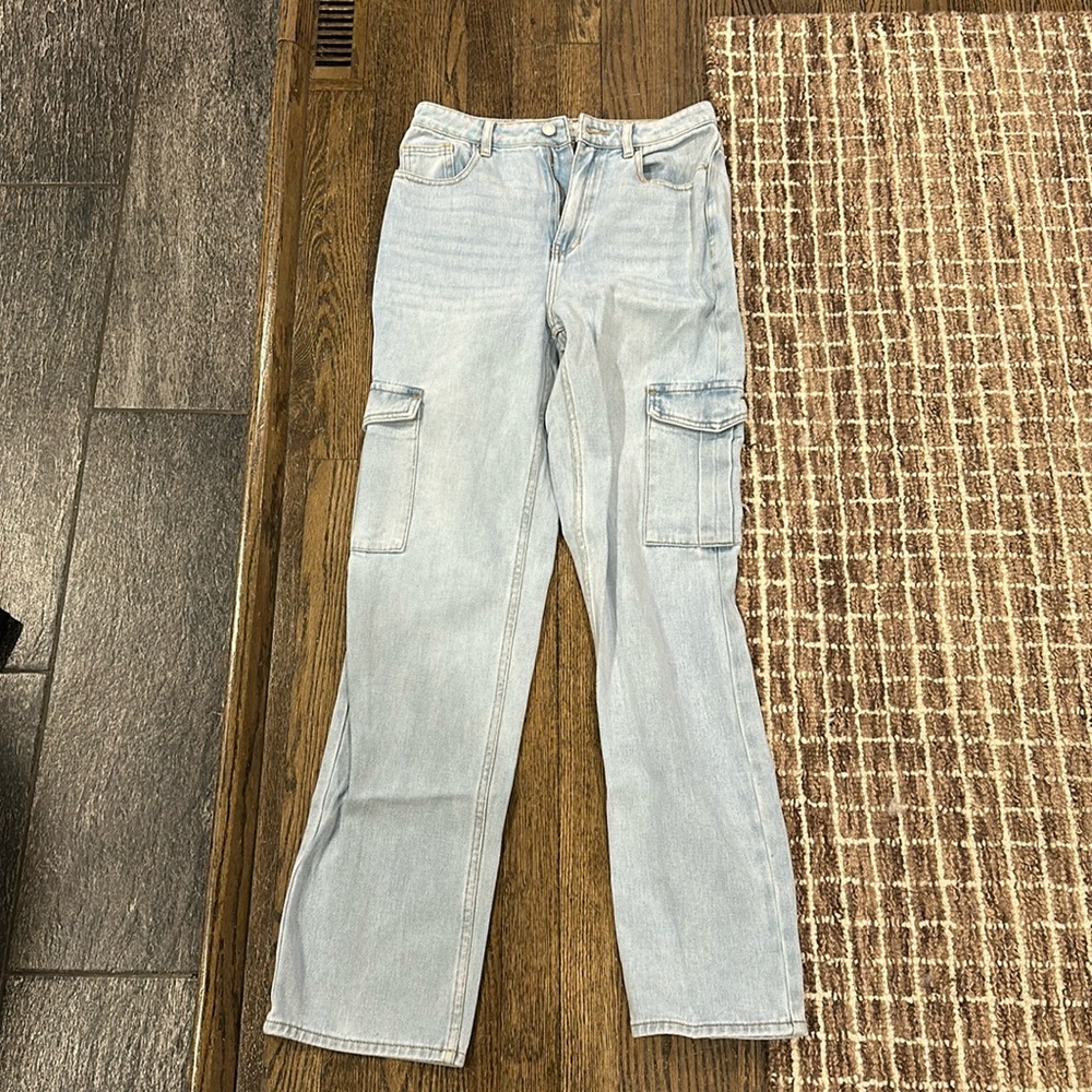 PacSun Light Wash High Rise Cargo Jeans